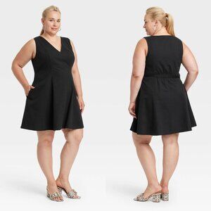 Size 20 - Womens Fit Flare Mini Dress - A New Day - Black